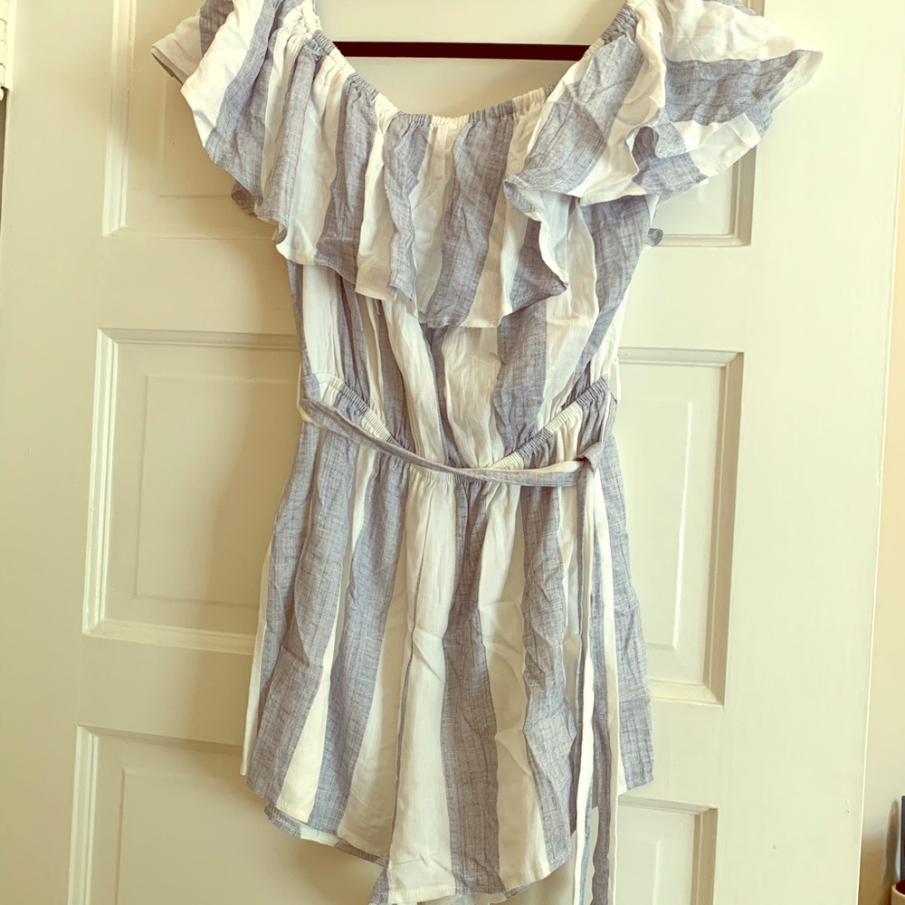 Light blue and white striped romper!